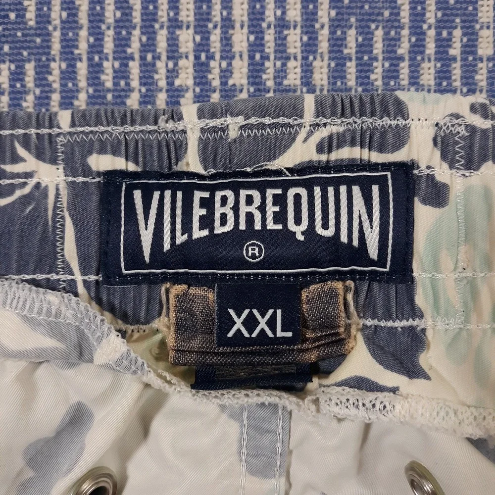 Vilebrequin Swim Trunks Shorts Unlined Mens 2XL 40 x 6 Floral White Blue Beach